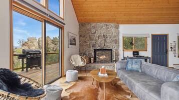 Smart TV, fireplace, table tennis, books