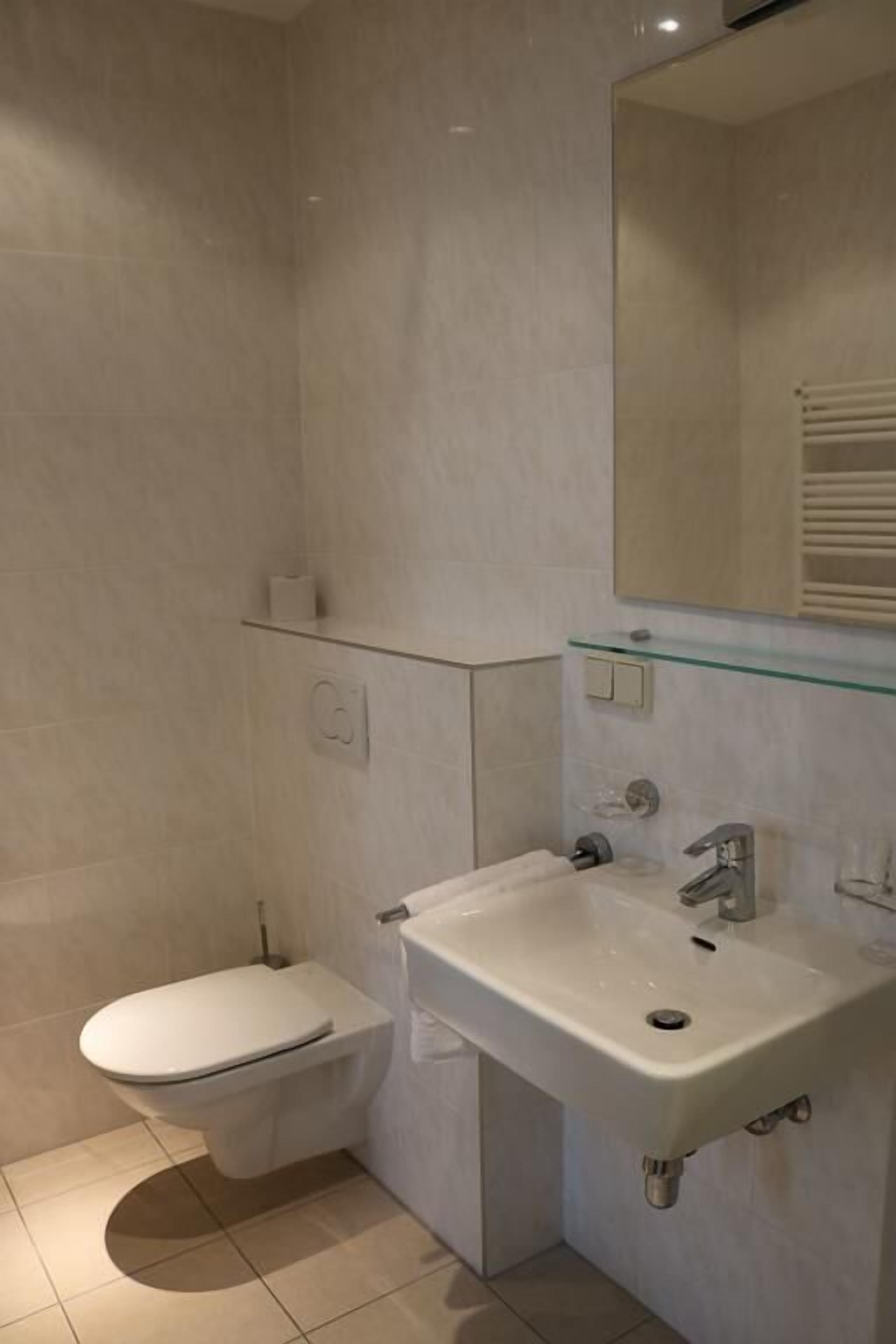 Shower, towels, toilet paper