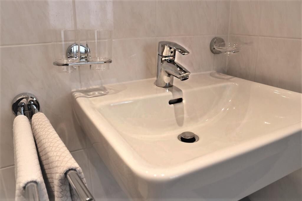 Shower, towels, toilet paper