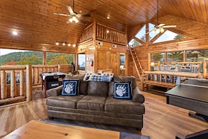 テレビ、暖炉、卓球台