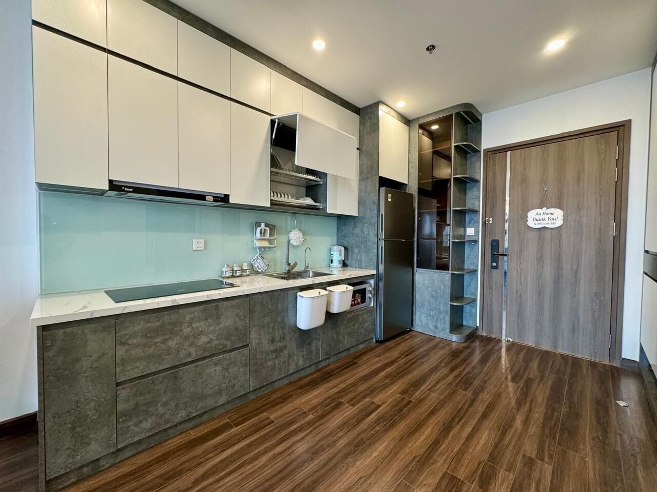 Fridge, microwave, electric kettle, blender