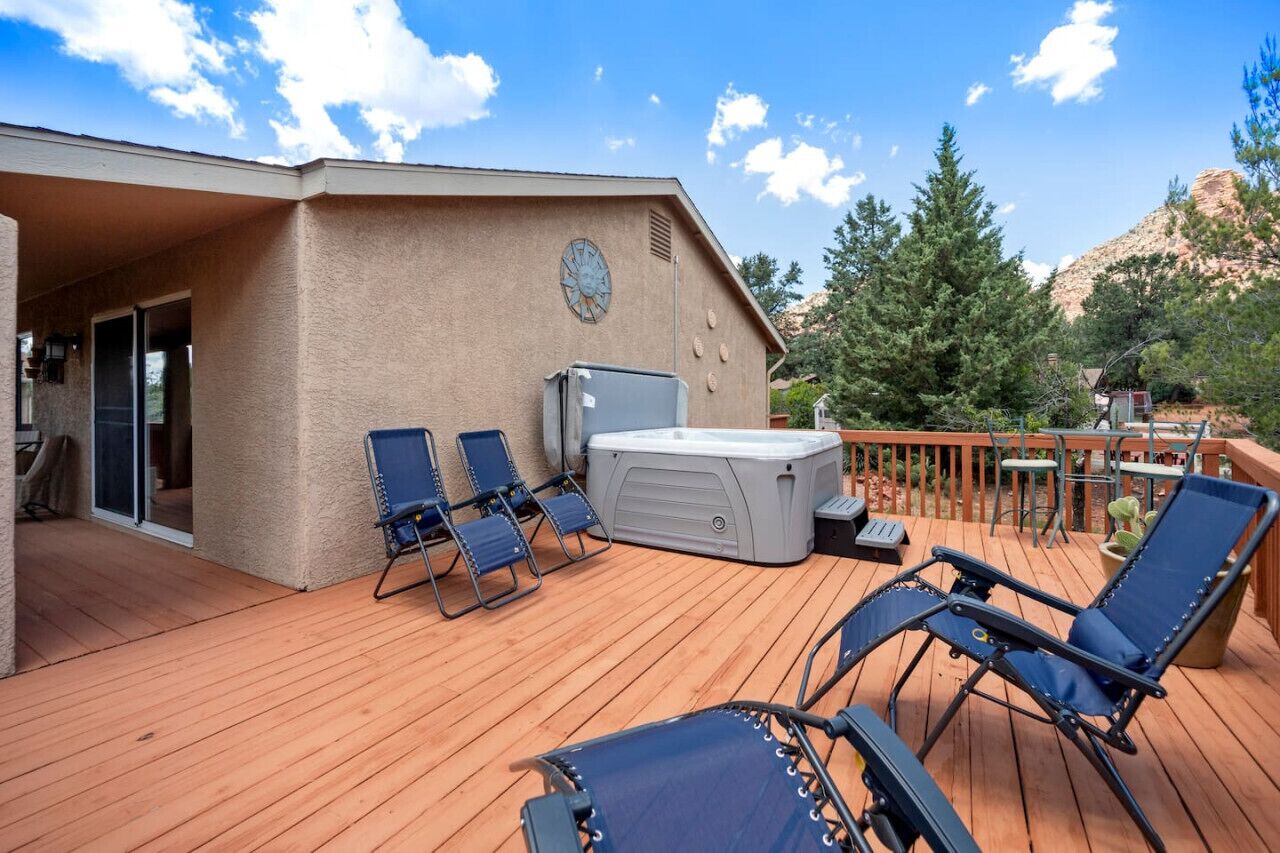 The deck with plenty of seating available