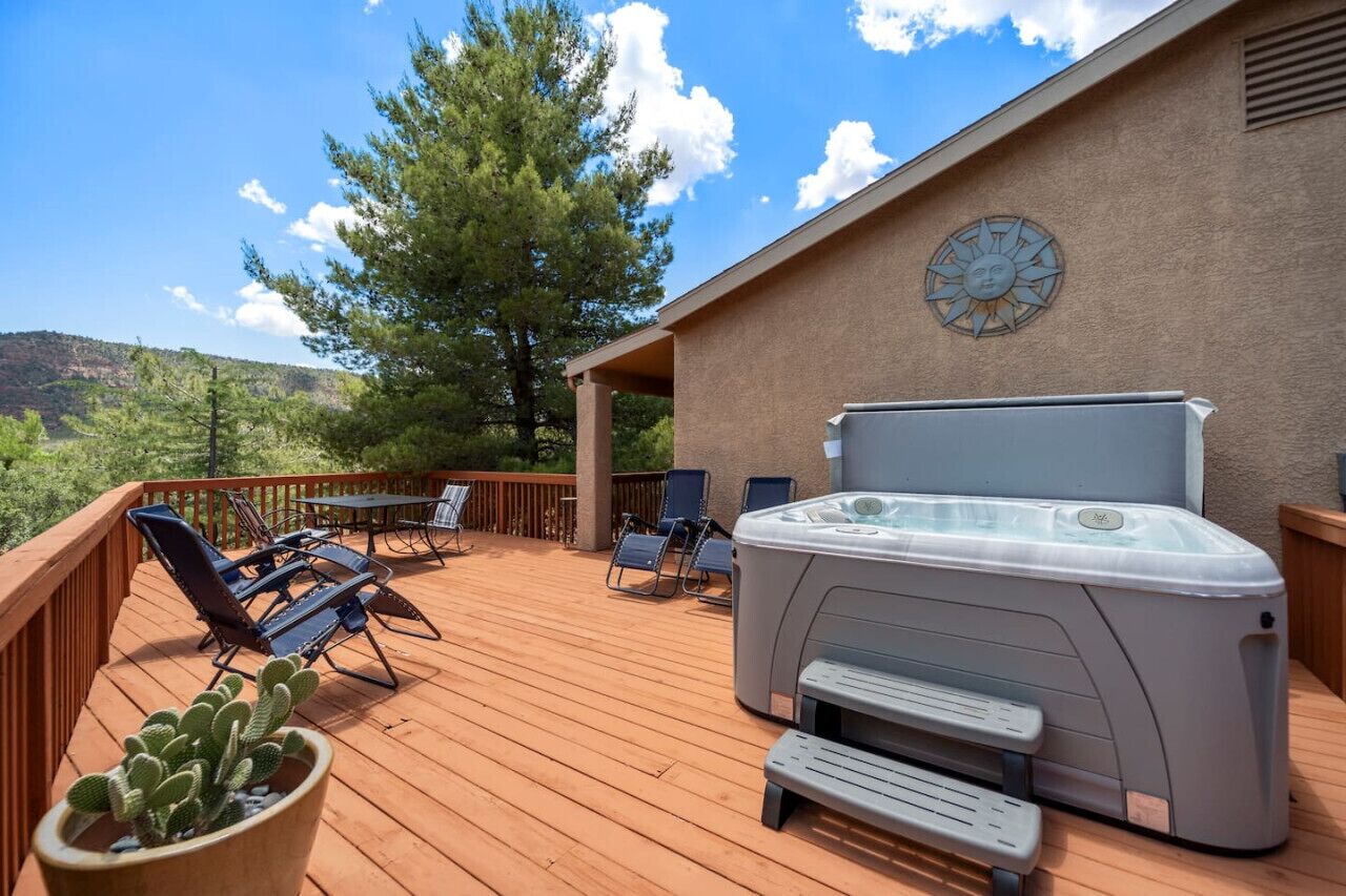 The hot tub and deck area