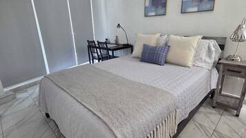 Desk, free WiFi, bed sheets
