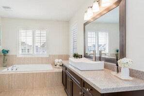 Hair dryer, bidet, towels, soap