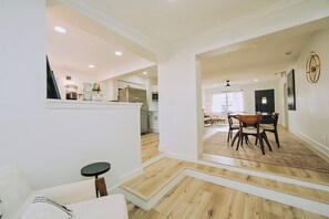 Smart TV, fireplace, video games, foosball