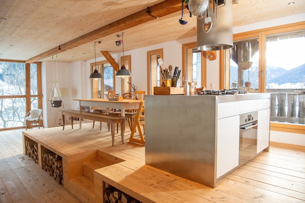 Living area with an open kitchen