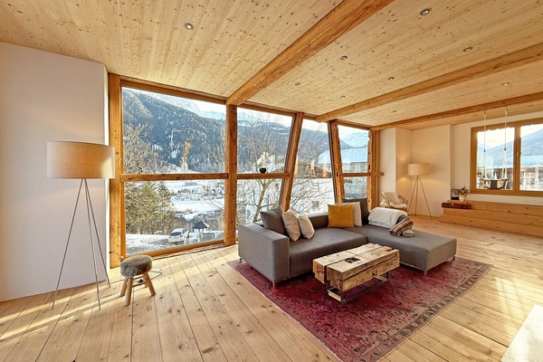 Living room with mountain view