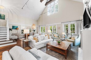 TV, fireplace - 3BR WaterColor Escape w/ Beach Club Access, Golf Cart, 4 Bikes & Spacious Deck for Outdoor Dining. (Santa Rosa Beach)