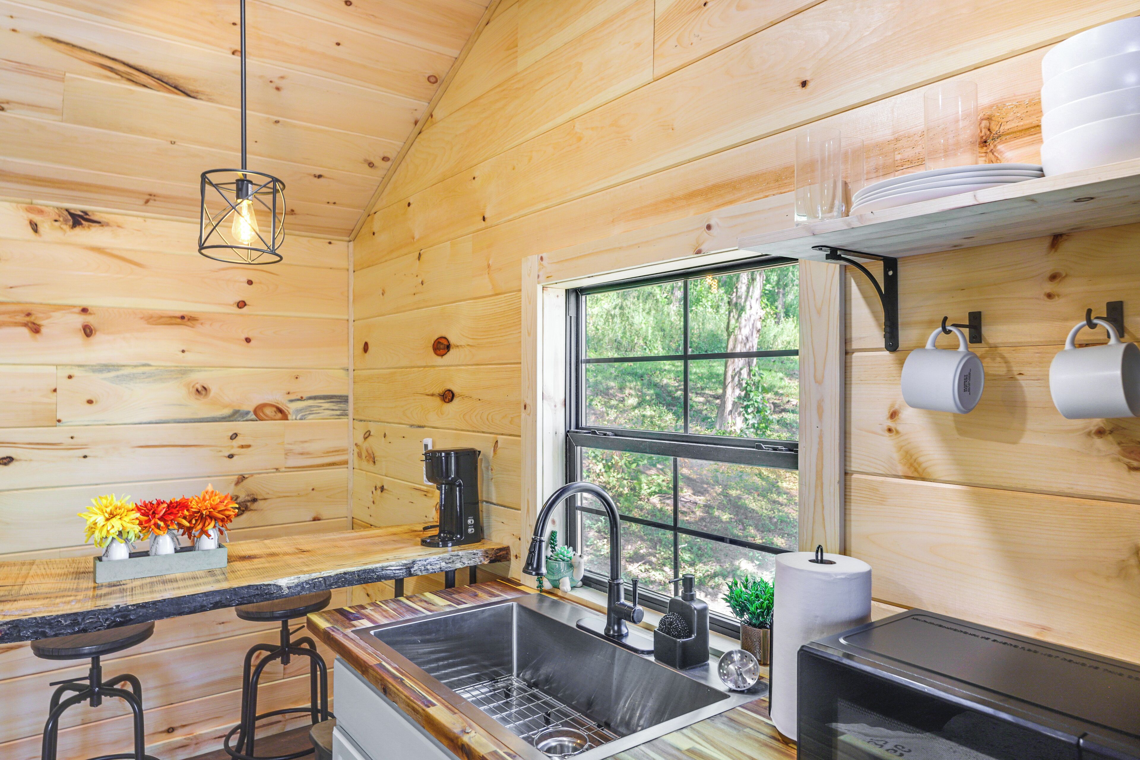 Fridge, microwave, coffee/tea maker, toaster