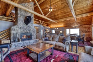 テレビ、暖炉、DVD プレーヤー