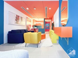 Living room - Colorful Studio With Balcony & City Views (Dubai)