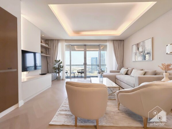 Living area - Luxury 1bedroom Balcony & View at the Dubai Mall (Dubai)