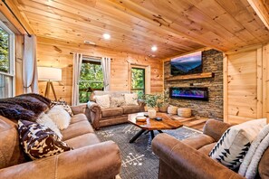 Televisión, chimenea, videojuegos, libros