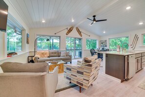 House (3 Bedrooms) | Interior - Deck & Fire Pit: Beachfront Home in Gaylord! (Gaylord)