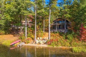 House (3 Bedrooms) | Front of property - Deck & Fire Pit: Near Snowmobile Trails in Gaylord (Gaylord)