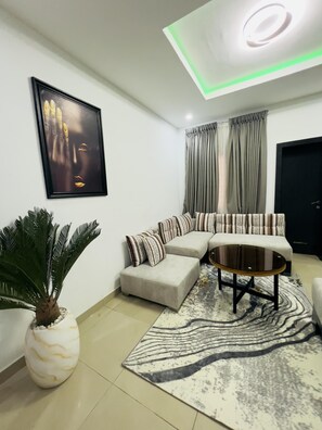 Apartment | Living area | TV - Luxury Ikeja Apartment With 2 Bedrooms (Lagos)