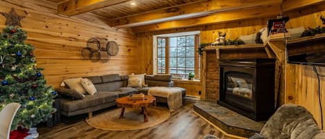 Smart TV, fireplace, video games, table football