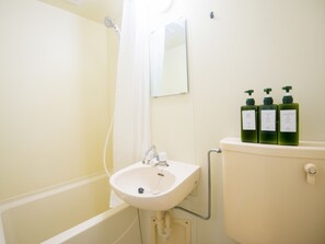 Hair dryer, bidet, towels, soap