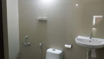 Shower, towels, soap, shampoo