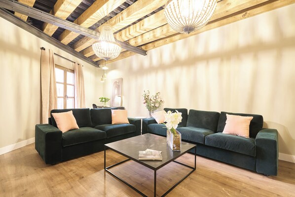 Deluxe Apartment | Living area | TV - El capricho balcón Plaza mayor (Salamanca)
