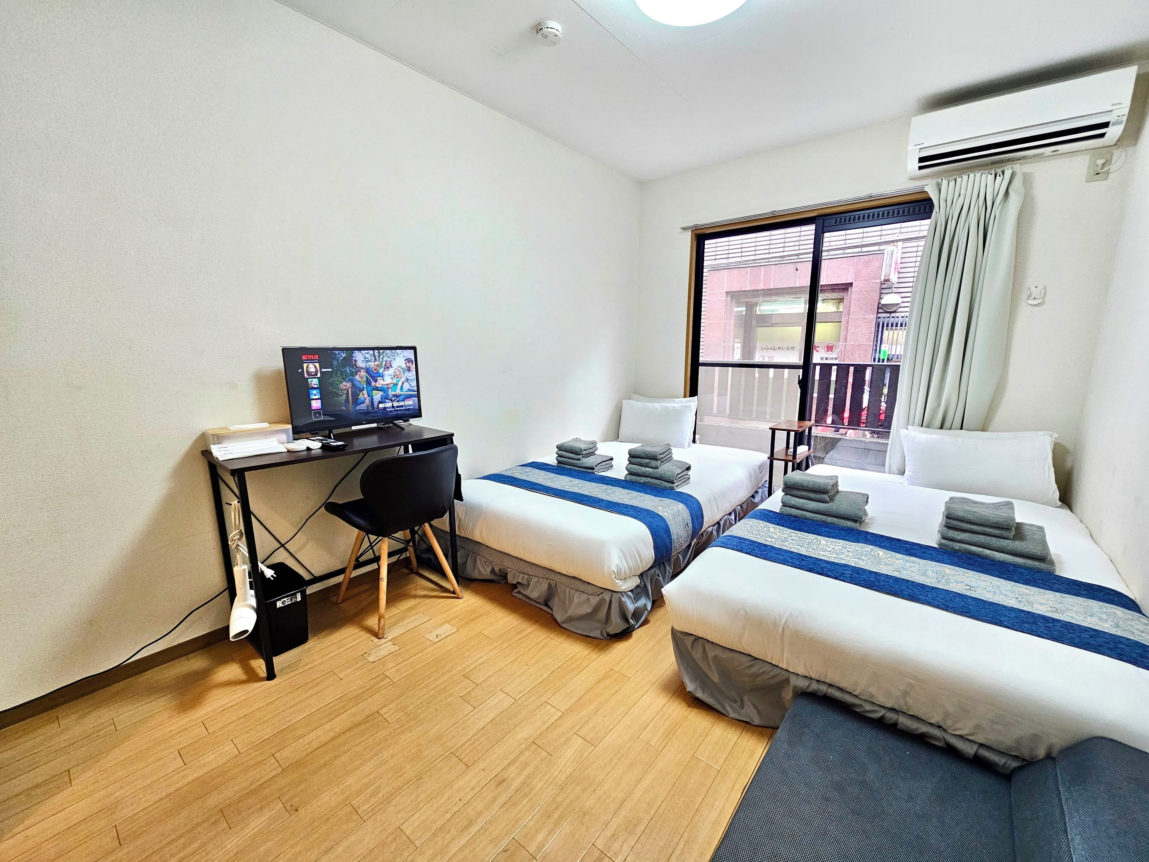 Hypo-allergenic bedding, desk, blackout curtains, iron/ironing board