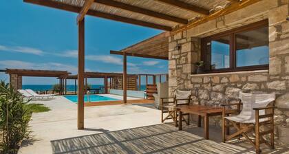 Sea Front Karpathos Apartment | Apartment Tau | Furnished Terrace | Private Swimming Pool | Shared Seating Area with with Stunning Sea Views | Michaliou Kipos