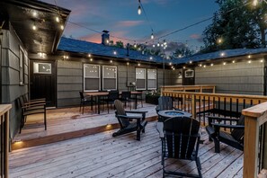 Cosy outdoor dining space for 8, a fit pit & master suite outdoor area.  - The Normal School House  (Normal)