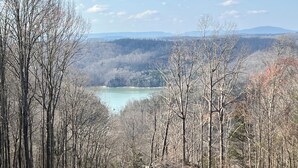 A lake surrounded by forested hills. - Secluded New Cottage, Minutes From Sunset Marina Overlooking Pendergrass Creek (Byrdstown)