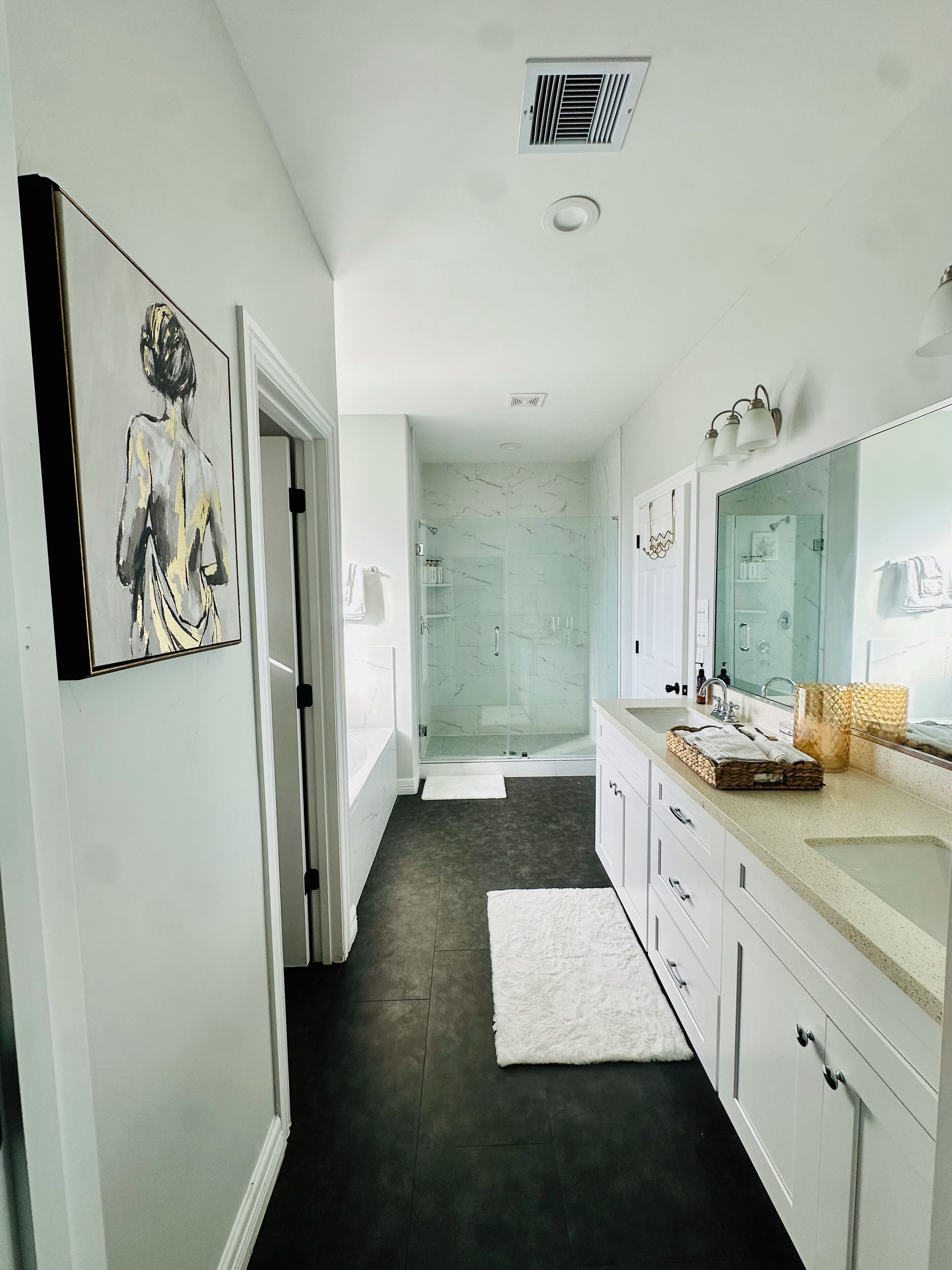 Eco-friendly toiletries, hair dryer, towels, soap