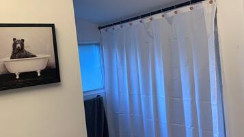 Hair dryer, towels, toilet paper