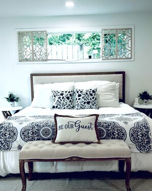 3 bedrooms, desk, iron/ironing board, travel cot