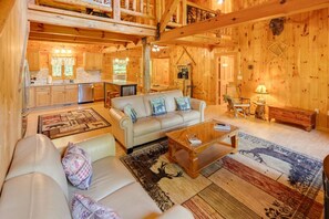 Smart TV, fireplace, music library