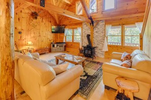 Smart TV, fireplace, music library