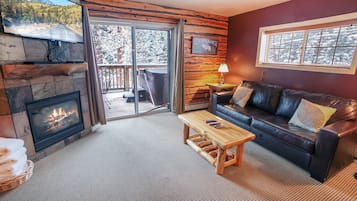 TV, fireplace, DVD player, video library