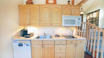 Microwave, stovetop, coffee/tea maker, toaster