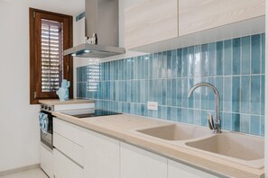 Fridge, microwave, stovetop, dishwasher