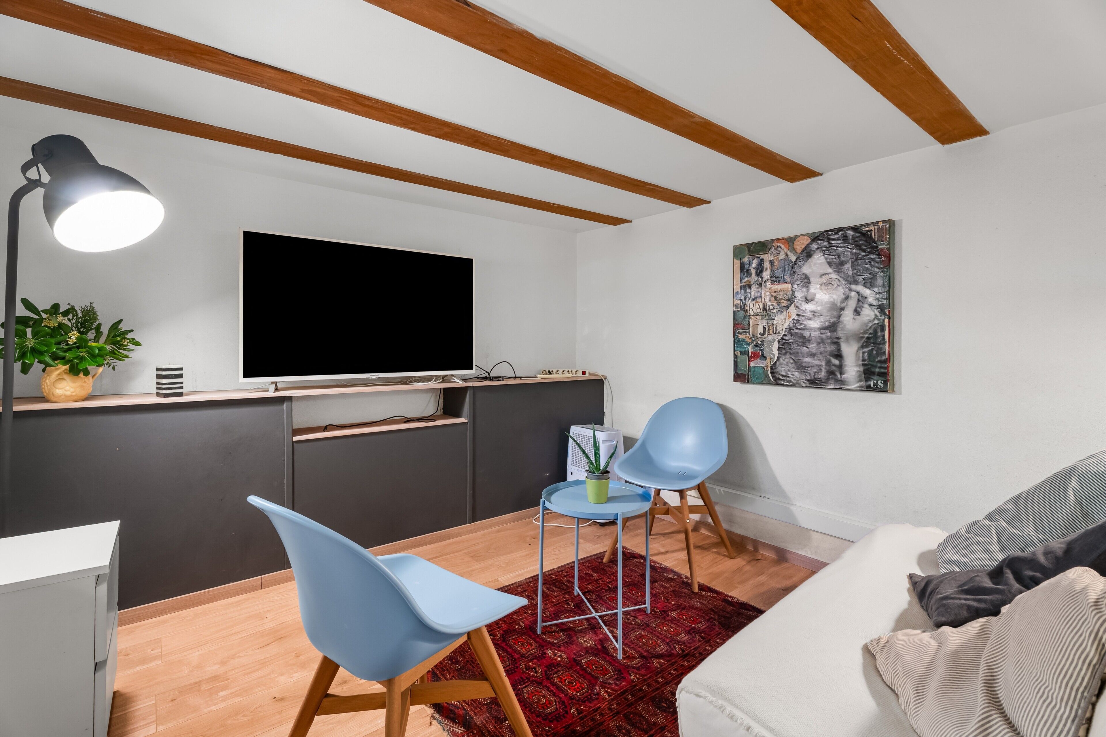TV, fireplace