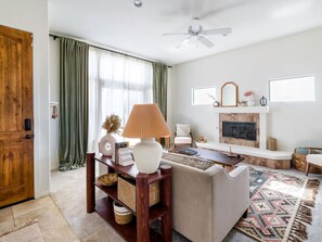 TV, fireplace, offices