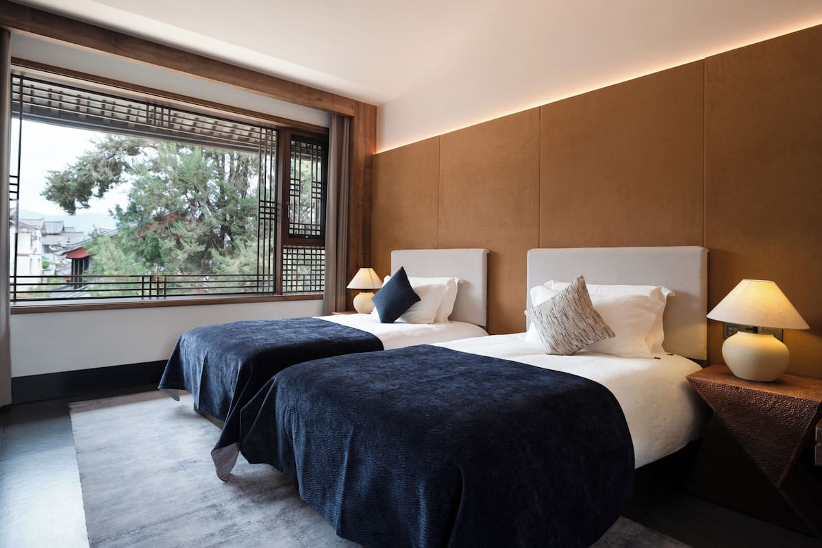 Habitación básica con 2 camas individuales | Ropa de cama de alta calidad, edredón y artículos del minibar gratis