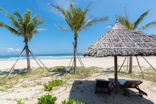 Private beach, white sand, free beach shuttle, beach bar