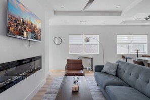 TV, fireplace, offices