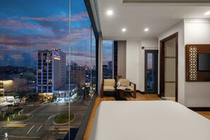 Family Quadruple Room, City View | Premium bedding, desk, laptop workspace, blackout curtains