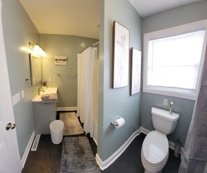 Hair dryer, towels, soap, shampoo - Charming 1-bedroom house in enjoyable Bardstown with AC, WiFi (Bardstown)