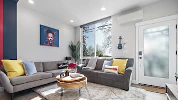 Smart TV, music library, stereo, computer monitors