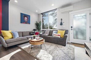 Smart TV, music library, stereo, computer monitors