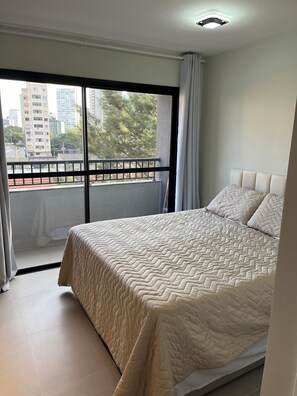 1 bedroom, desk, iron/ironing board, travel cot
