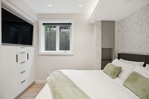1 bedroom, iron/ironing board, travel crib, WiFi