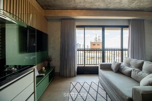 Basic Apartment | Living area - Lindos apts c piscina no Setor Oeste IDV (Goiânia)