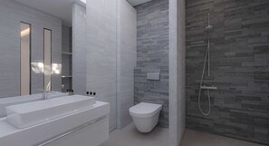 Towels, soap, shampoo, toilet paper